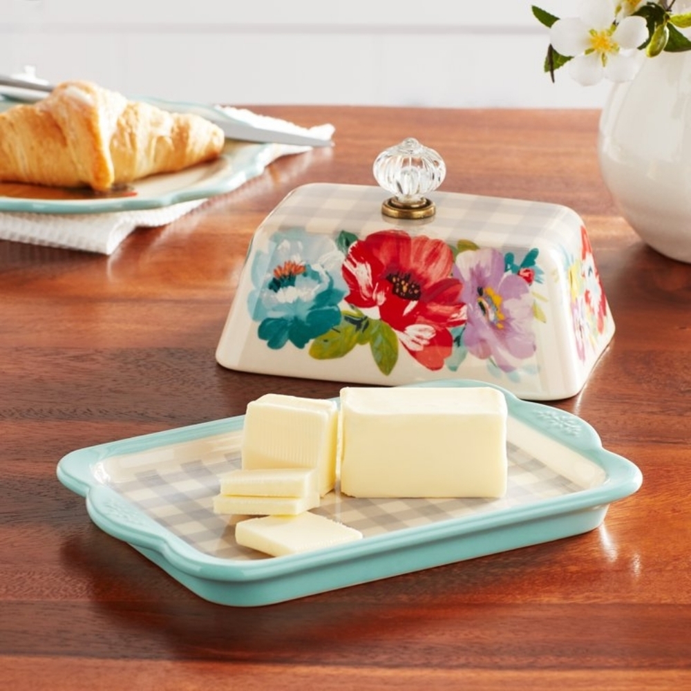 ๐บ New Pioneer Woman Sweet Romance Blossoms DOUBLE Butter Dish/Tray - Picture 2 of 7